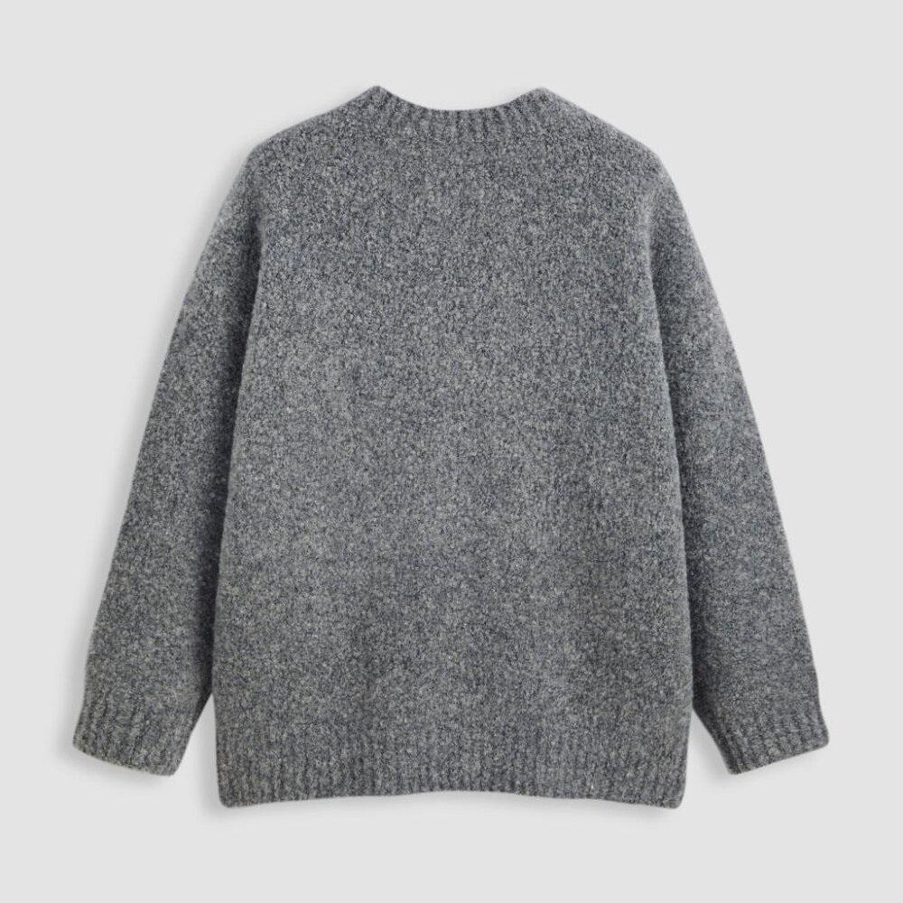 CUTE! Kitty image - soft wool blend knit gray sweater - M/L - Picture 3 of 3